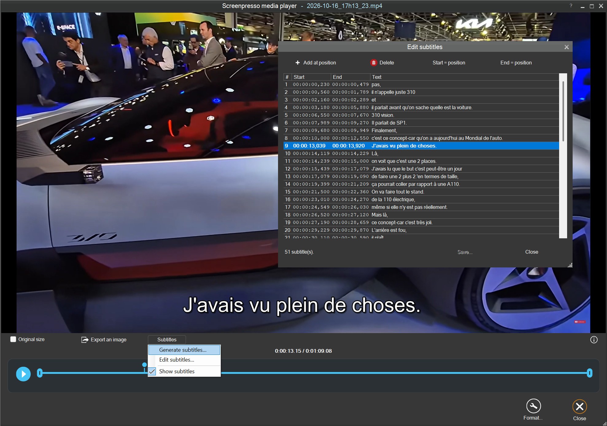 Generate and edit subtitles