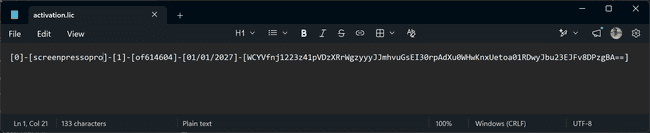 Screenshot of activation.lic