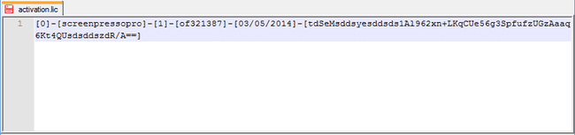 Capture d'écran d'activation.lic