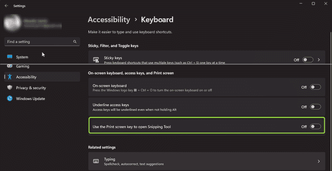 Screenshot of Windows configuration Vantage